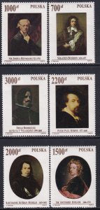 Poland 1992 Sc 3070-5 Self Portrait Paintings  Stamp MNH