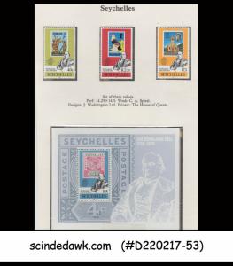 SEYCHELLES - 1979 DEATH CENT OF SIR ROWLAND HILL  3-STAMPS & 1-M/S MNH