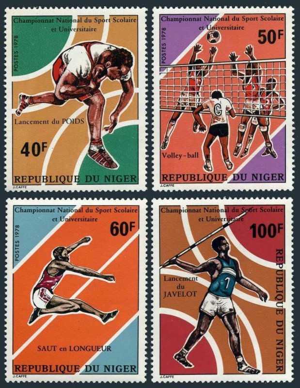 Niger 432-435,MNH.Michel 613-616. University Games,1978.Shot put,Volleyball,Jump