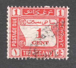 Malaya - Trengganu, Scott #J1   F/VF, Used, CV $62.50  ..... 6470070