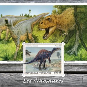 TOGO - 2021 - Dinosaurs - Perf Souv Sheet - Mint Never Hinged