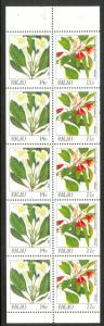 PALAU 1987-88 14c + 22c Indigenous Flowers Booklet Pane of 10 Scott No. 132b MNH