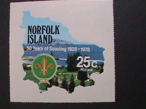 ​NORFOLK ISLAND-1978 SPECIAL SHAPE DIE CUT-80 YEARS OF SCOUTING MNH-WITH LOCO