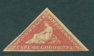 SG 5b Cape of good hope 1855-63. 1d deep rose-red. Fine mounted mint. Full