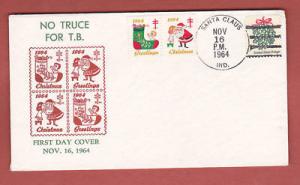 1964 CHRISTMAS SEAL FIRST DAY OF ISSUE-Santa Claus, Ind