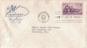 1942 FDC, #904, 3c Kentucky Statehood, House of Farnam