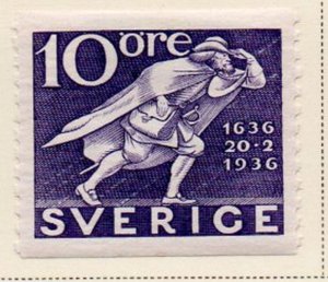 Sweden Sc 252 1936 10 ore dark violet  post runner stamp mint