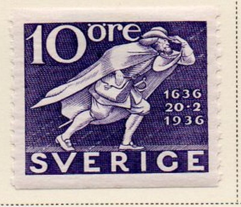 Sweden Sc 252 1936 10 ore dark violet  post runner stamp mint