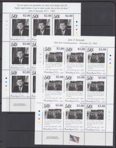 Penrhyn Sc 519-520 MNH. 2013 John F. Kennedy mini-sheets, cplt & VF. JFK