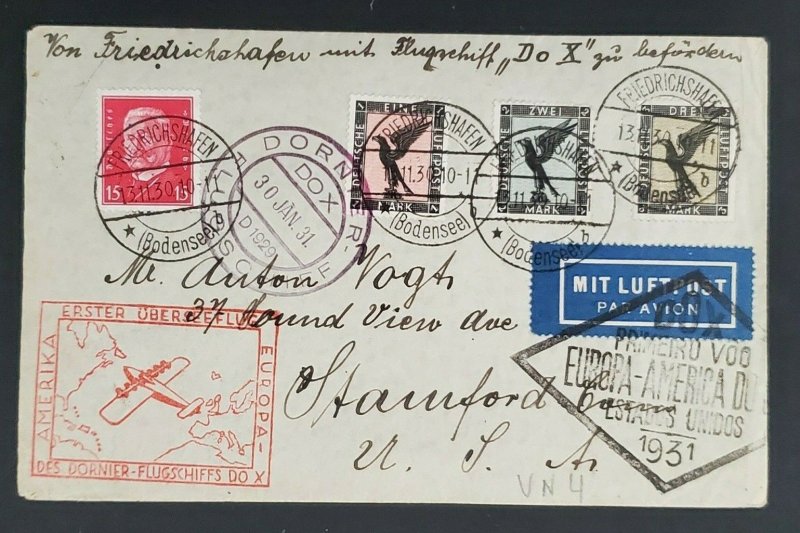 1931 Germany to New York USA via Brazil Dornier DOX First Flight Air Mail Cover