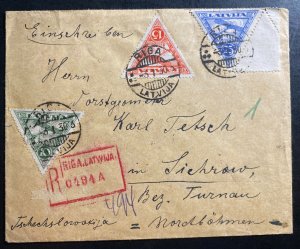 1930 Riga Latvia Registered Cover To Sychrov Czechoslovakia