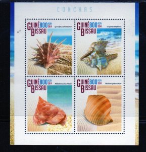 GUINEA BISSAU 2014 SEA SHELLS MINT VF NH O.G M/S (15GB)