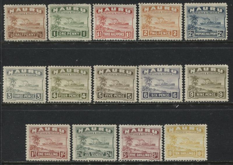Nauru 1937 1/2d to 10/ complete set on glazed paper mint o.g. 