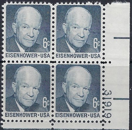 U.S. 1393 MNH Plate Block 1970 President Eisenhower (ad1867)