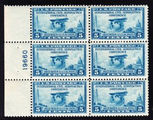 US 650 5c Aeronautics Conference Mint Left Side Plate Block VF OG NH SCV $70