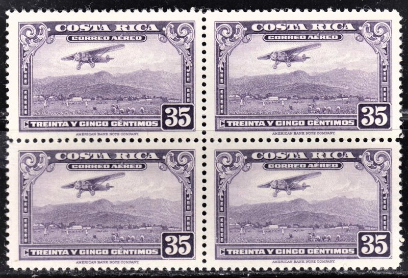 Costa Rica Scott C219 VF mint OG NH block of 4.