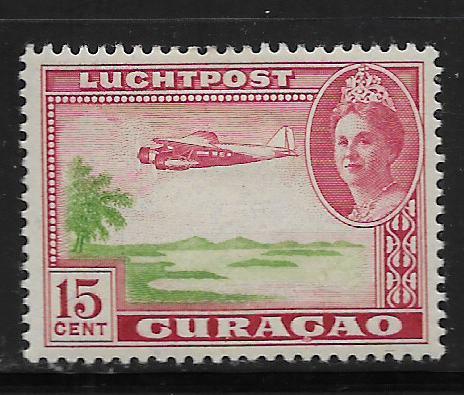 CURACAO, C19, MINT HINGED, LUCHTPOST, PLANE IN FLIGHT