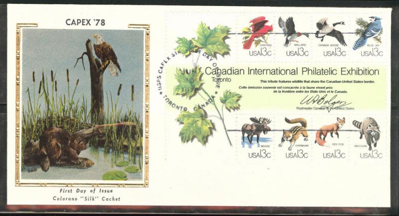 1757 FDC CAPEX SOUVENIR SHEET COLORANO SILK U/A 7 1/2 X 4 EN