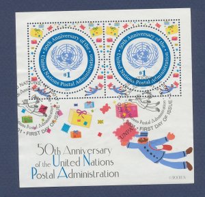 UN  United Nations - Scott 3119 - used S/S w FD cancel - 50th Anniversary - 2001 