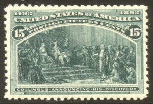 U.S. #238 CHOICE Mint VF/XF NH w/ Cert - 1893 15c Columbian