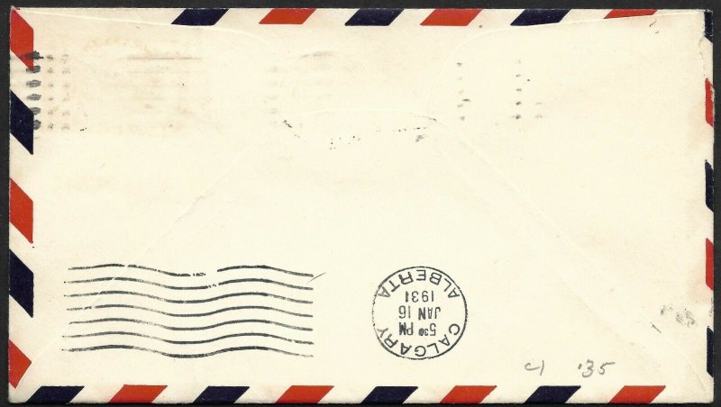 Doyle's_Stamps: Canadian Postal History: Lethbridge-Calgary 1st Flight Cover