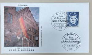 PN) 1964 GERMANY, ANNIVERSARY OF THE DEATH OF JOHN F.KENNEDY, BLUE, FDC XF