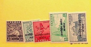 INDIA - LAOS Sc 1-5 NH ISSUE OF 1954 - INT'L COMMISSION FOR INDOCHINA