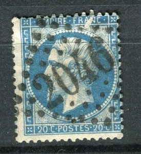 FRANCE; 1862 classic Napoleon Perf used Shade of 20c. value, POSTMARK