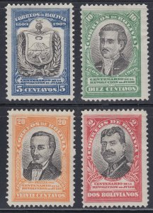 Bolivia 1909 Revolution Centenary Set. LM Mint. Scott 78-81