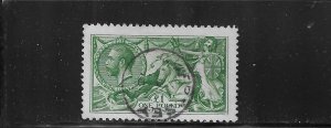 GREAT BRITAIN SCOTT #176 1913 SEAHORSE- ONE POUND (GREEN) -USED