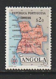 1955 Angola - Sc 387 - MH VF - 1 single - Map of Angola