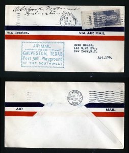 # 628 plate single on First Flight New Rate cover from Galveston, TX - 8-1-1928