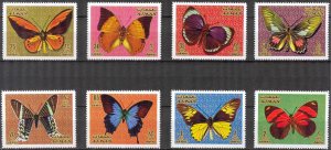 Ajman 1971 Butterflies Set of 8 MNH