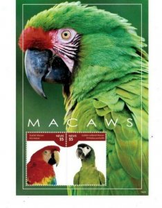 Nevis 2014 - Macaws - Birds - Souvenir Stamp Sheet - Scott #1825 - MNH