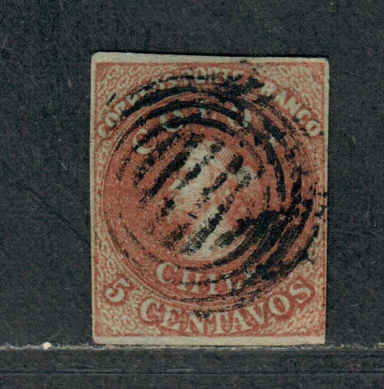 Chile Sc#1 Used/F-VF, Wmk B, Cv. $125