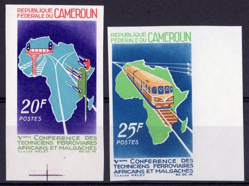 Cameroun 1967 Sc#453/454 TRAIN - MADAGASCAR RAILROAD Set (2) IMPERFORATED MNH