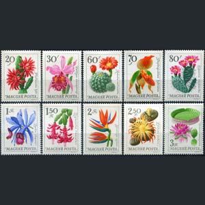 HUNGARY 1965 - Scott# 1706-15 Flowers Set of 10 NH perf.toned