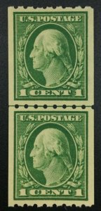 MOMEN: US STAMPS #410 COIL LINE PAIR MINT OG NH XF LOT #72134*