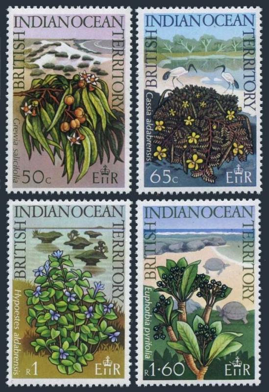 BIOT 78-81,MNH.Michel 78-81. Native Plants 1975.Birds,Turtles