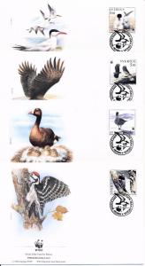 [53607] Sweden 1994 Birds Vögel Oiseaux Ucelli WWF FDC 4 covers