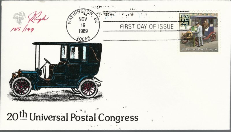 Beautiful Pugh Painted Classic Mail Automobile FDC -only 199 created...