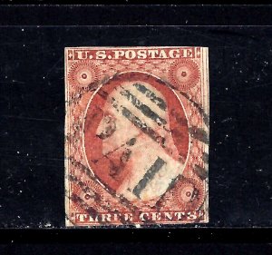 #10 US 3 CENT   BROWN IMPERF.WASHINGTON-USED-N/G-FINE