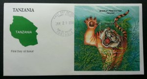 Tanzania World Protected Fauna 1994 Tiger Wildlife Mammal Big Cat (FDC) *clean