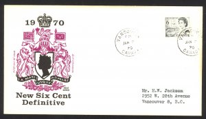 Canada Sc# 460 Vancouver CXL Cole Covers FDC single (c) 1970 1.7 QEII Definitive