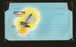 New Zealand Seasons Greetings Fantail Bird Aerogramme MNH