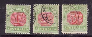 Australia-Sc#J45-47-used 3 postage dues-1909-23-