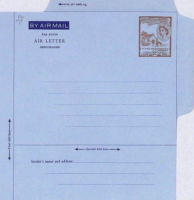 AP97 St Christopher Nevis Angla Airmail Air Letter Postal Stationery Cover PTS