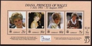 Kiribati 720 ad sheet,MNH.Mi 776-779 Bl.34. Princess Diana Memorial issue 1998.