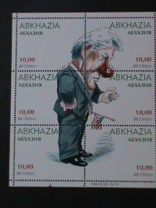 ​RUSSIA-ABKHAZIA-1999-PRESIDENT-BILL CLITON-MNH-SHEET-VF-CARTOON STYLE STAMP