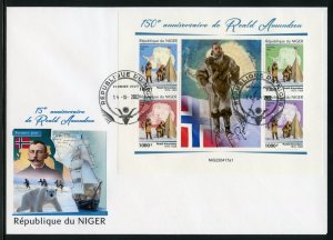 NIGER 2022  150th ANN OF ROALD AMUNDSEN SHEET FIRST DAY COVER